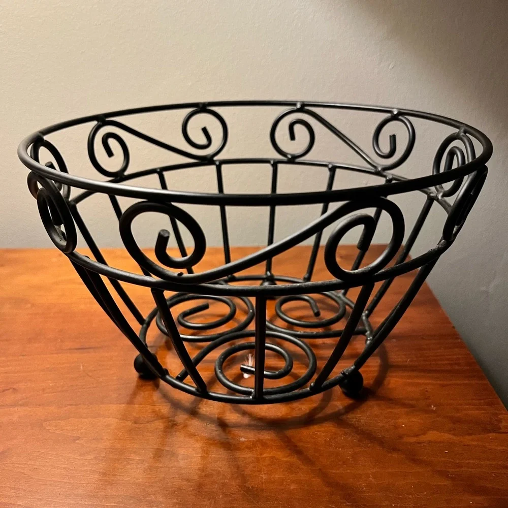 Elegant Black Metal Wire Basket